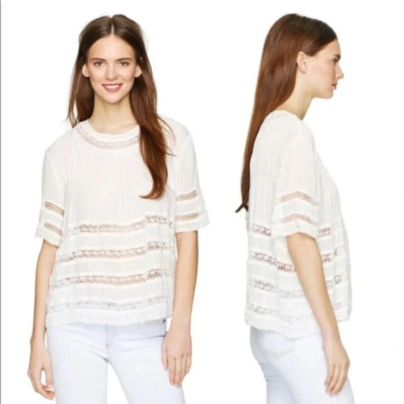 Aritzia Wilfred Beaudry Babydoll Blouse top Short SleevePeasant Cream Size XS - Picture 3 of 16